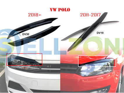 Δύο μοντέλα φρυδάκια μπροστινών φαναριών για VW Polo 5 6 2011-2021 - DV19 DV30